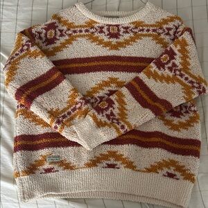 Simply Southern Cream and Maroon Patterned Sweater